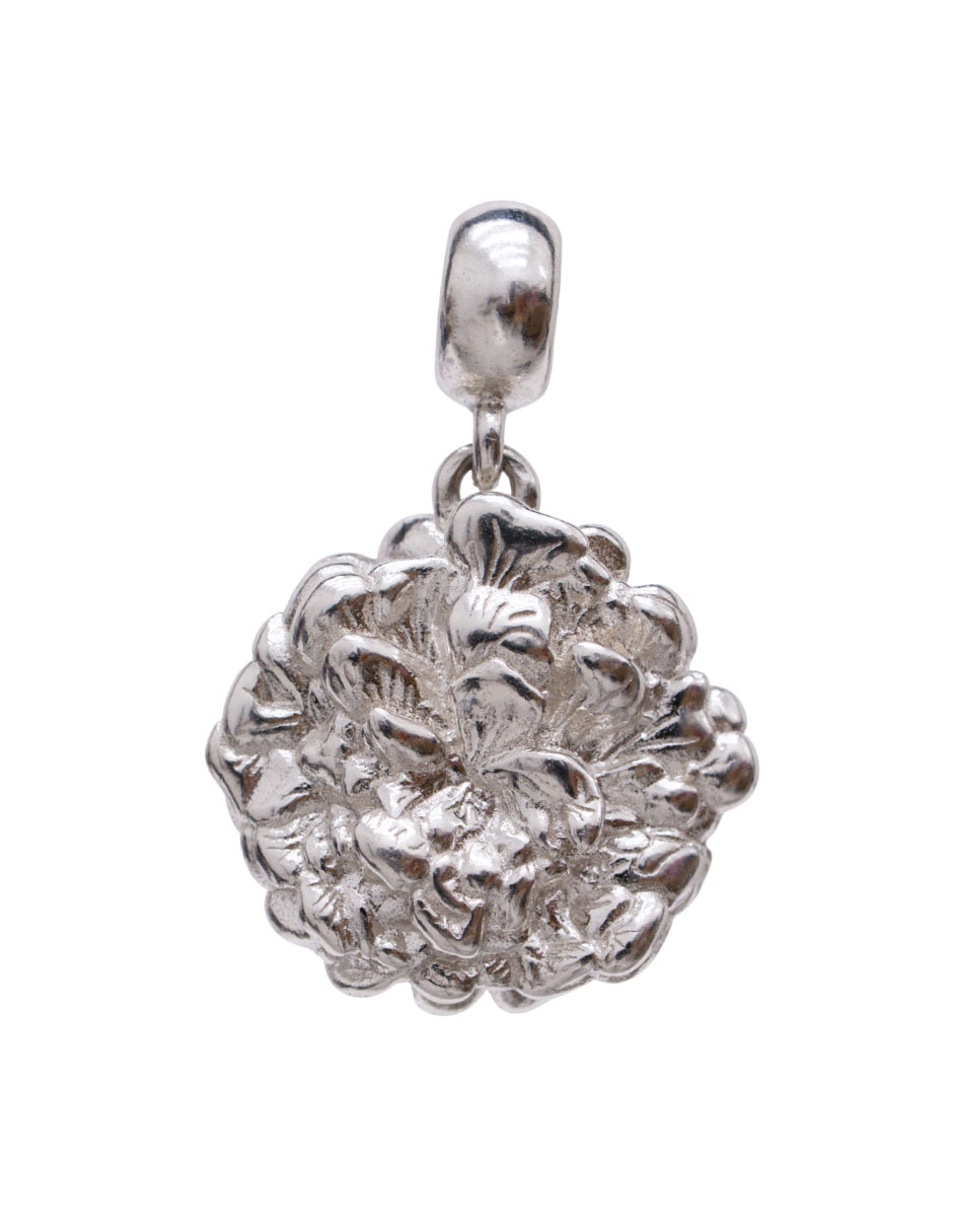 Charm de flor cempasúchil de plata P 925 Charm de flor cempasúchil de plata P 925