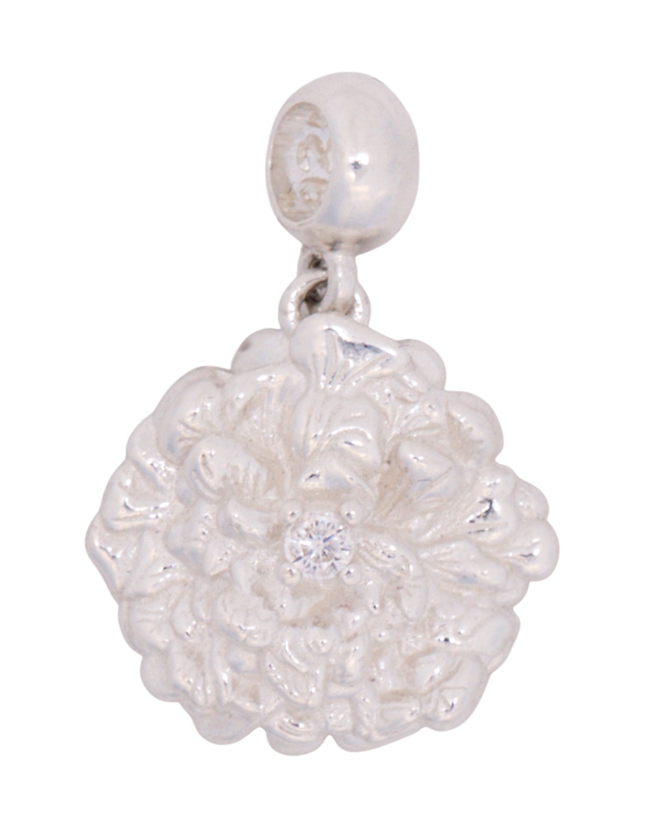 Charm de flor cempasúchil de plata P 925 zirconia Charm de flor cempasúchil de plata P 925 zirconia