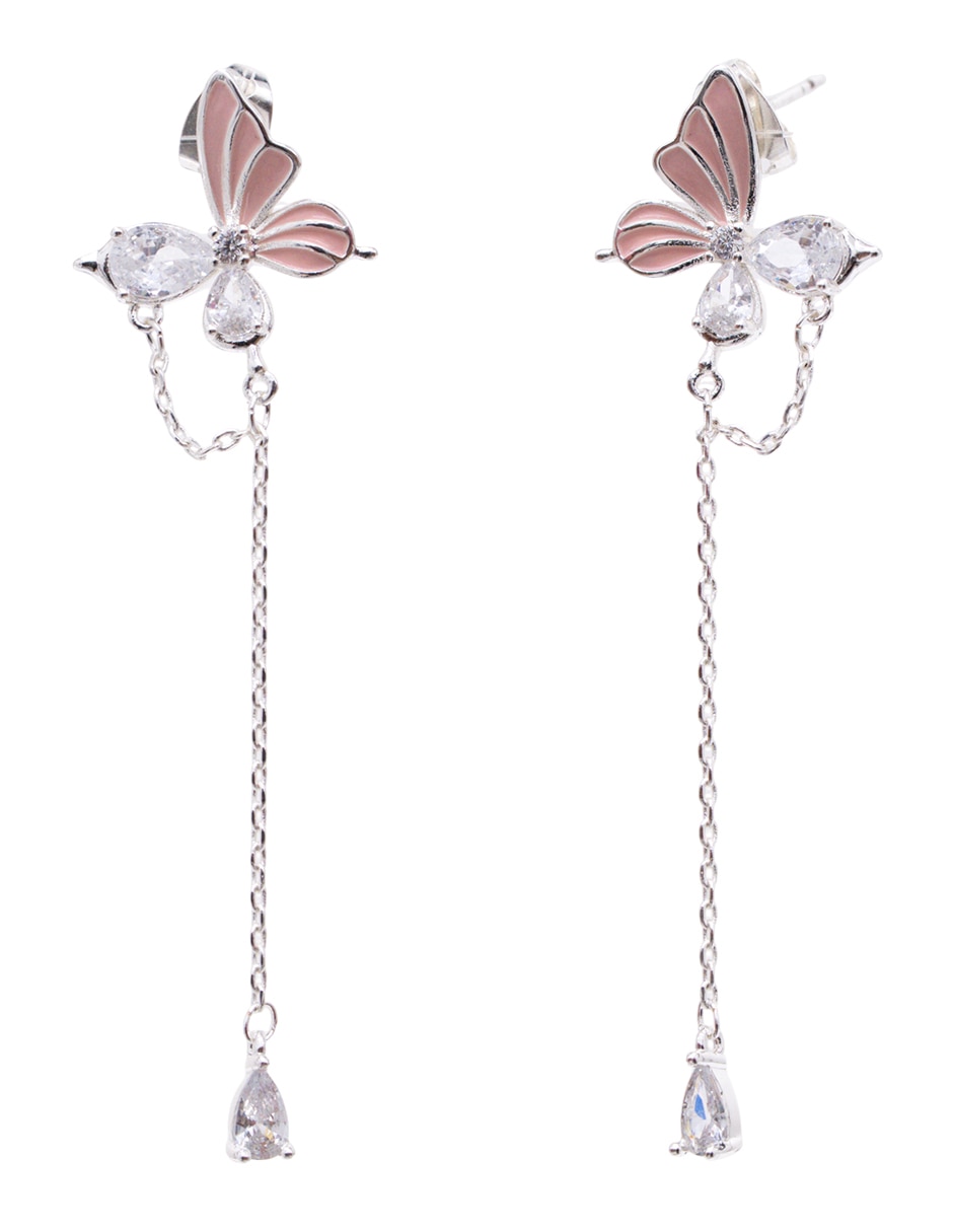 Aretes cortos Forma de Mariposa con acabado esmaltado cristal