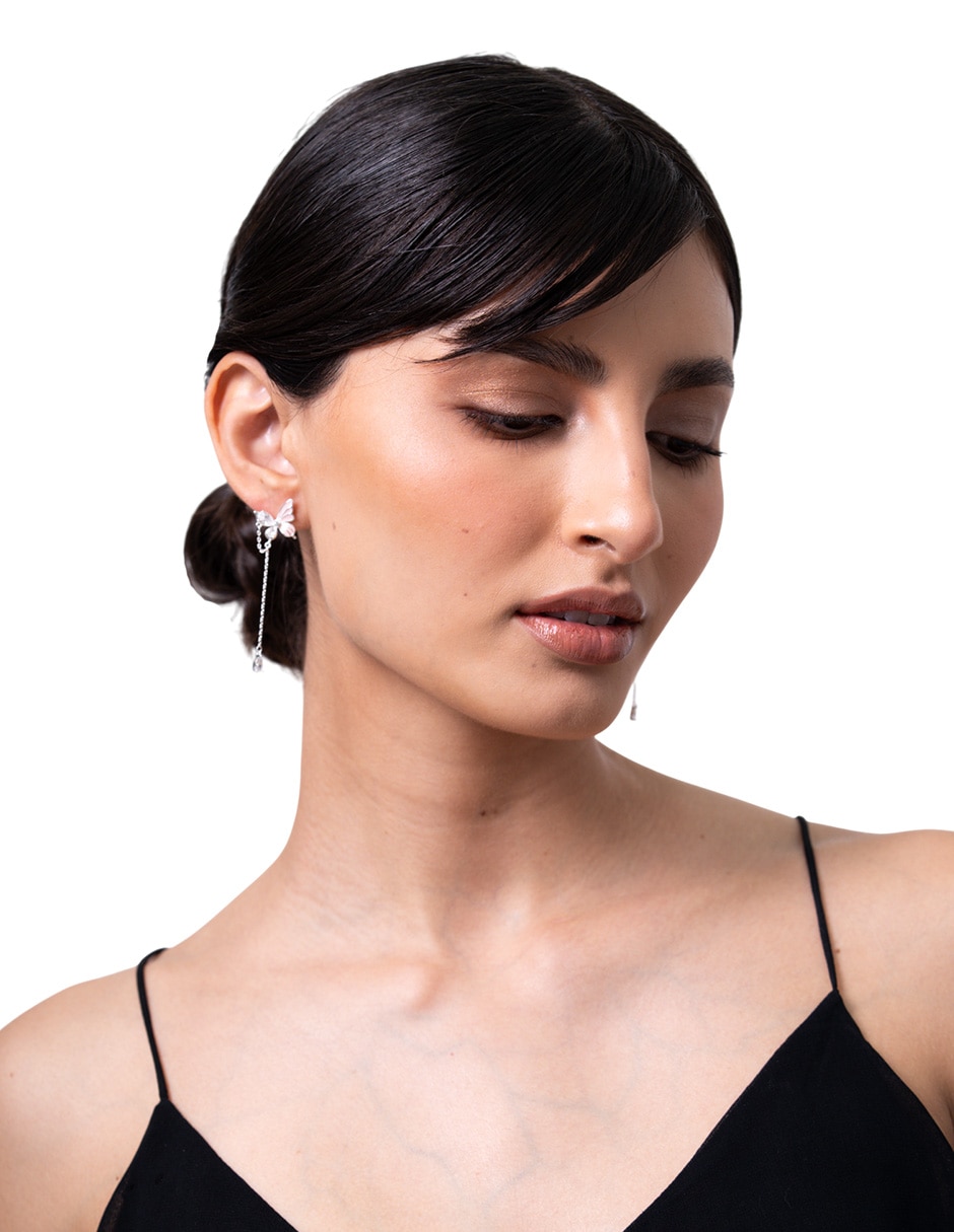Aretes cortos Forma de Mariposa con acabado esmaltado cristal 2