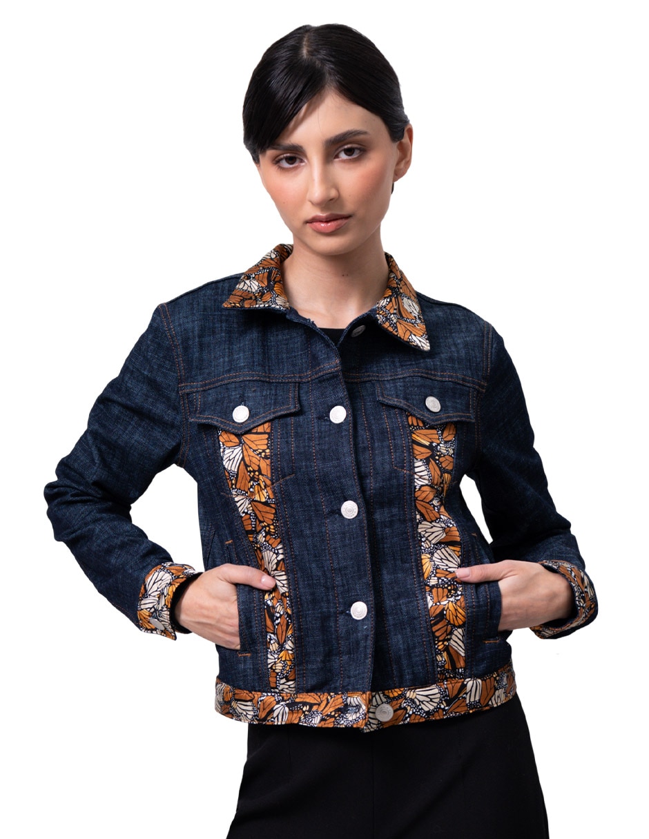 Chamarra denim Mariposa Monarca para mujer 4