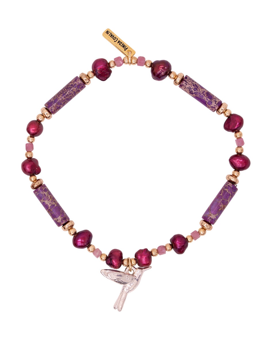 Pulsera con perla cultivada Colibrí acabado lustre
