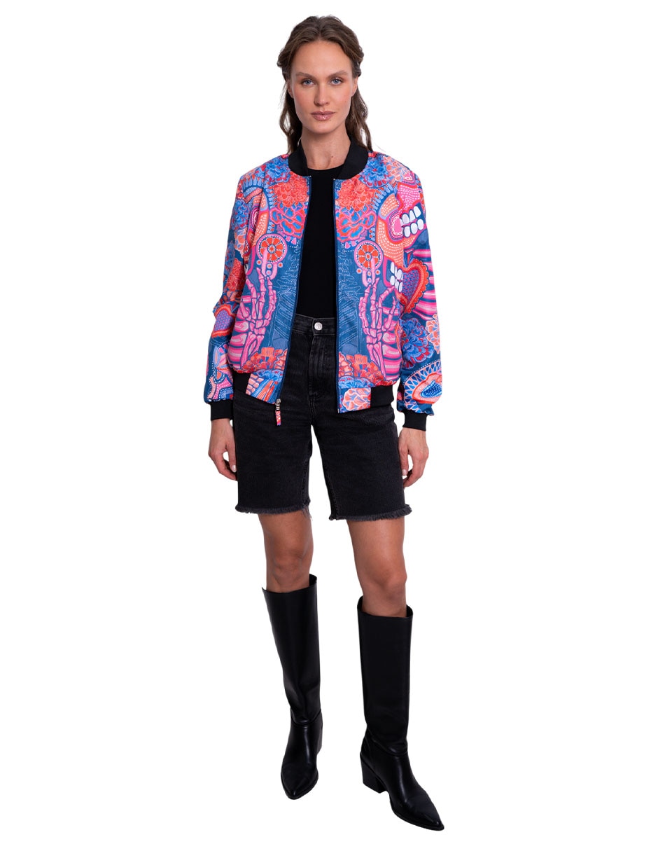 Chamarra bomber Día Muertos Catrina para mujer 3