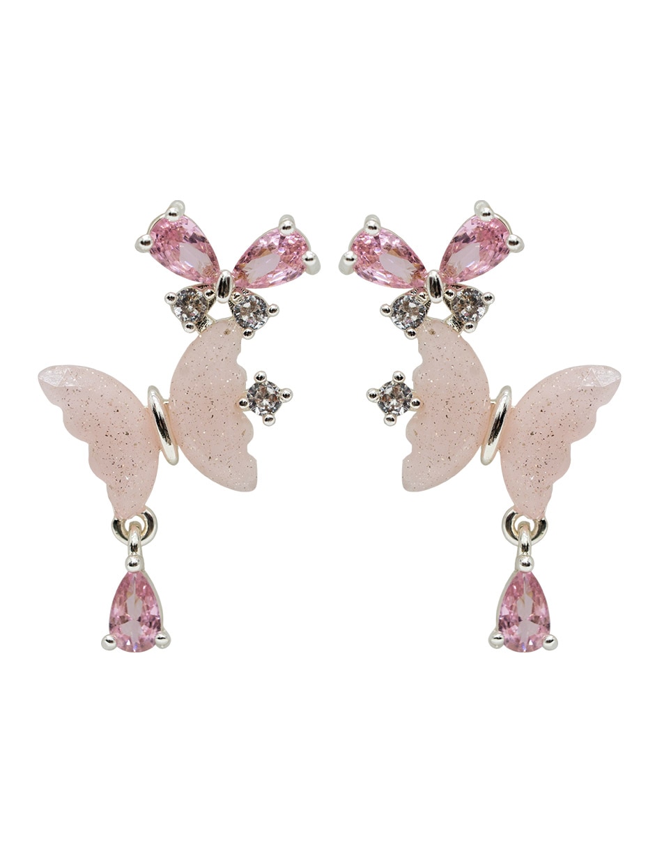 Broqueles de mariposa con acabado diamantado cristal