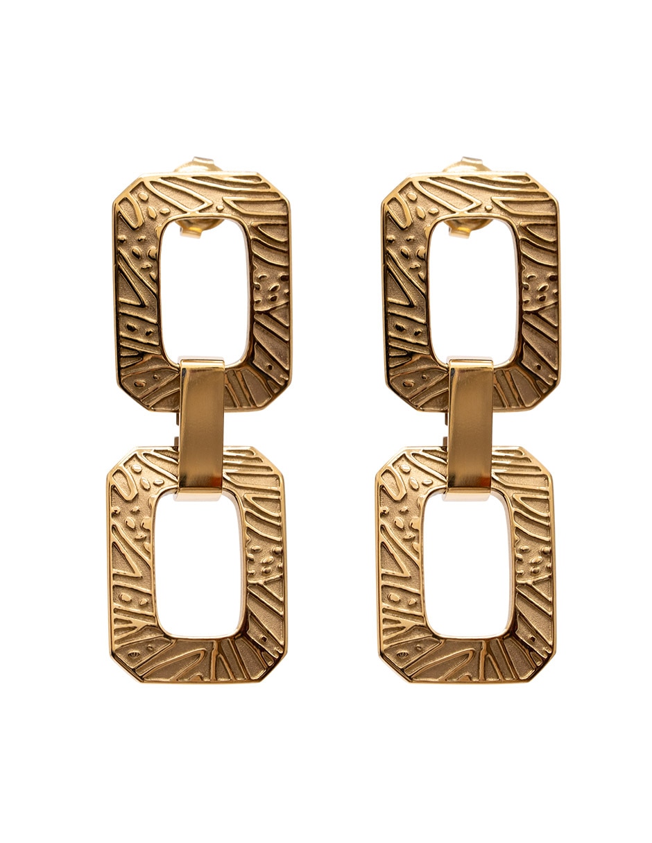 Aretes largos cuadrados Mariposa acabado baño de oro 10 k Aretes largos cuadrados Mariposa acabado baño de oro 10 k