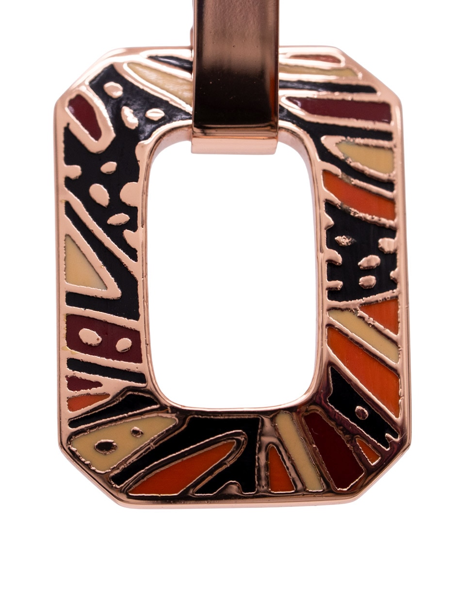 Aretes largos cuadrados Mariposa baño de oro rosa 10 k 2