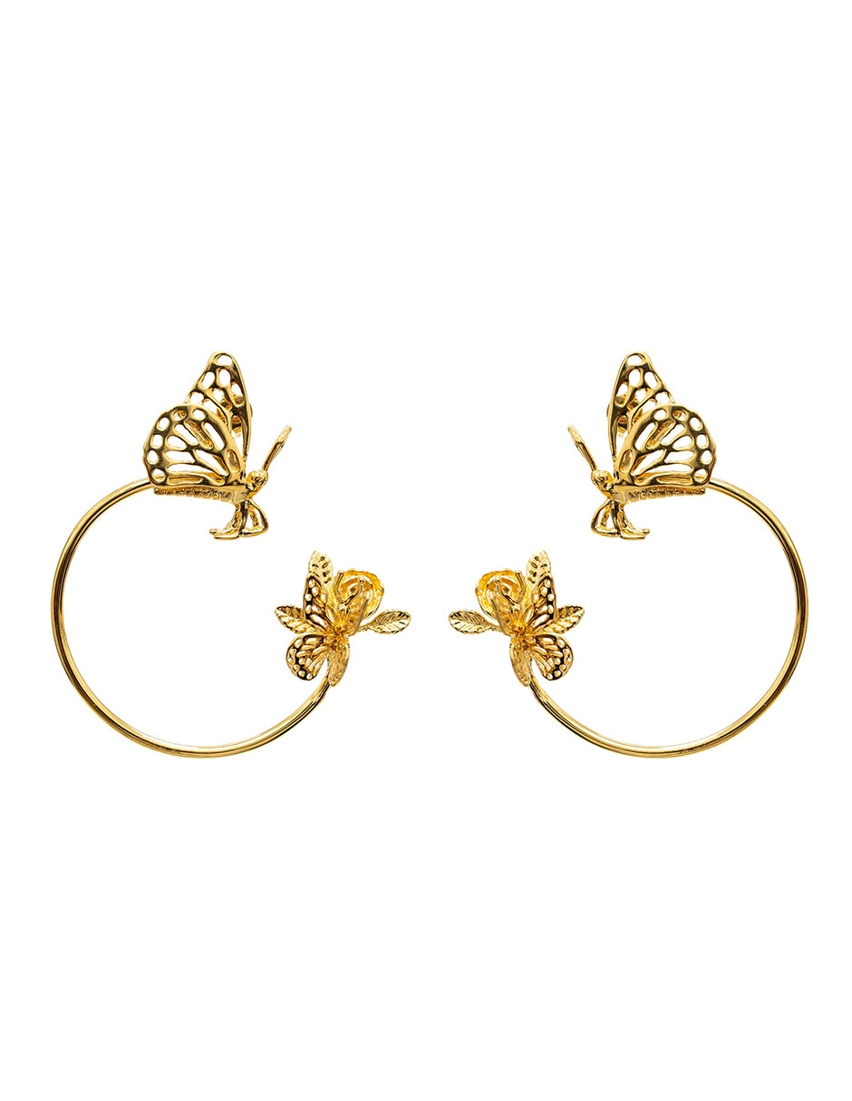 Arracadas de arco Mariposa chapa de oro 18 k