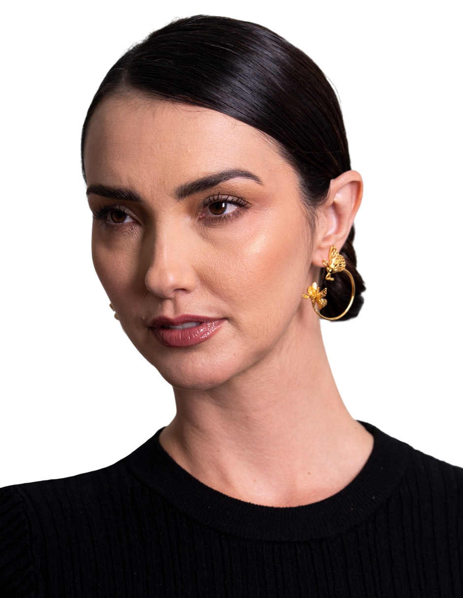 Arracadas de arco Mariposa chapa de oro 18 k 4