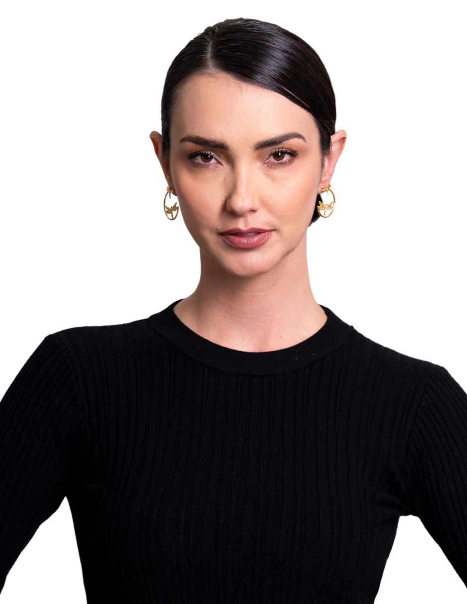 Arracadas de arco Libélula chapa de oro 18 k 4