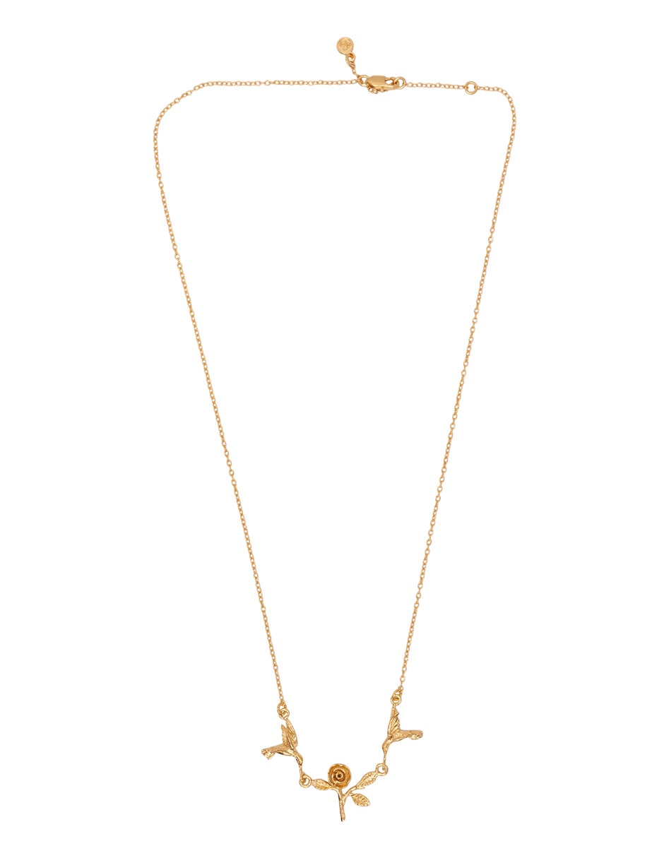 Collar de flor Colibrí chapa de oro 18 k 2