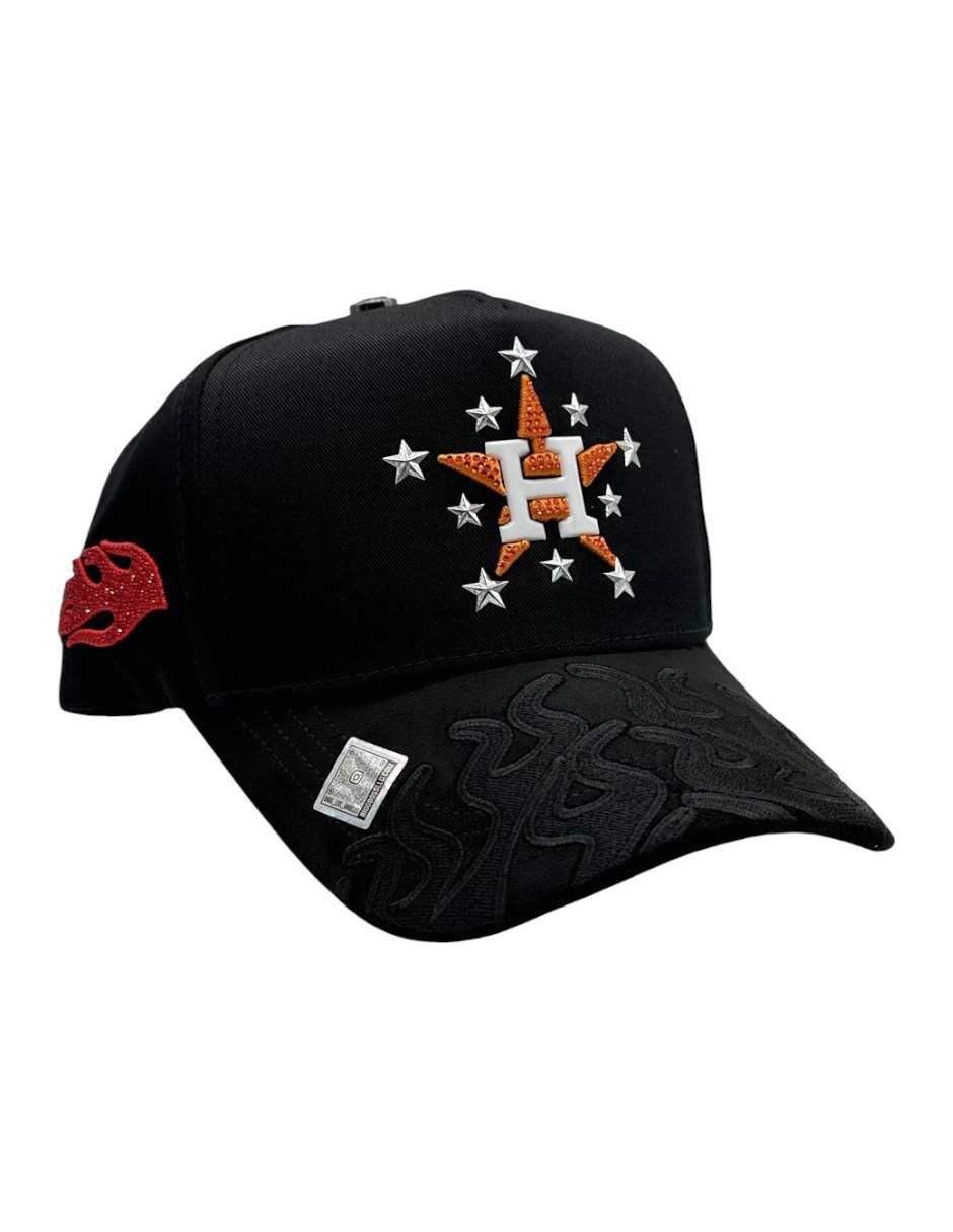 Gorra visera curva snapback casual Houston Flames para hombre