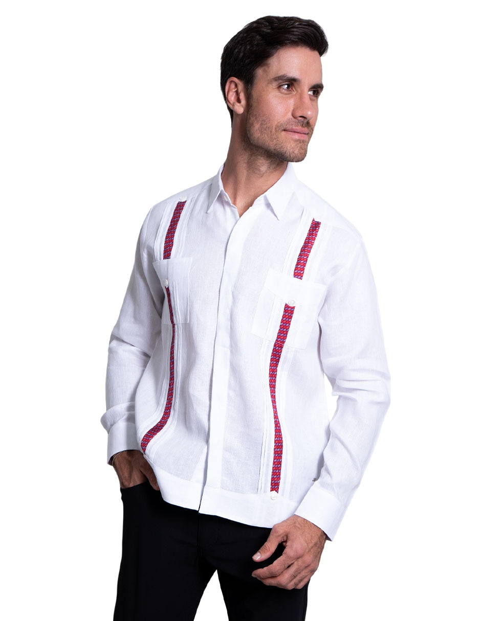Guayabera manga larga para hombre 4