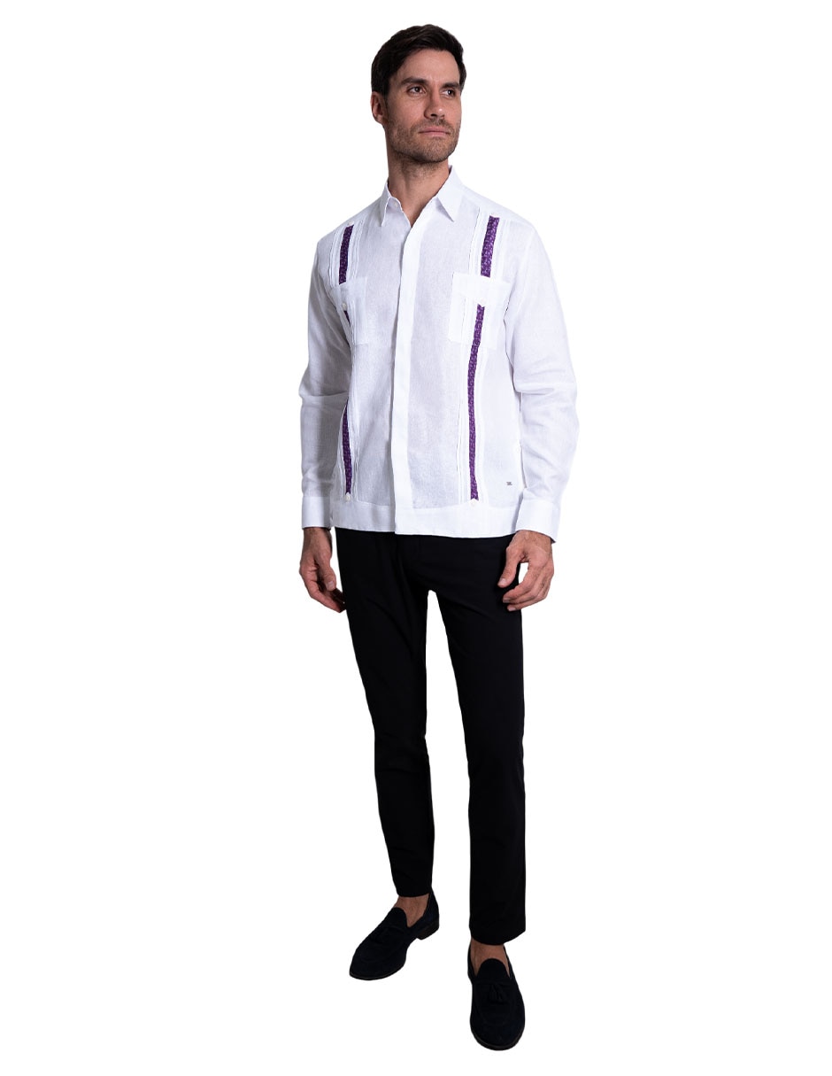 Guayabera manga larga para hombre 3