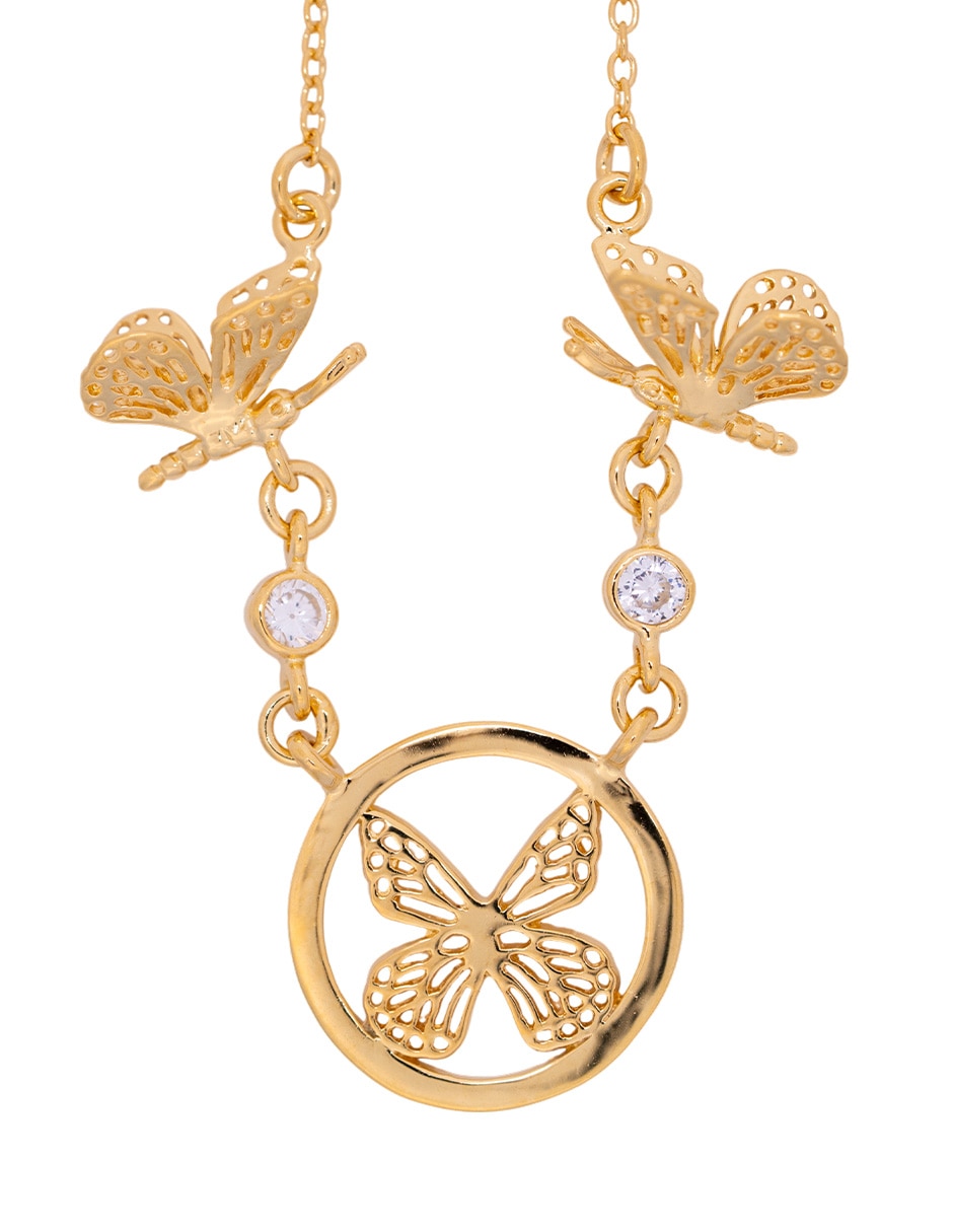 Collar de mariposa con acabado chapa de oro 18 K 2