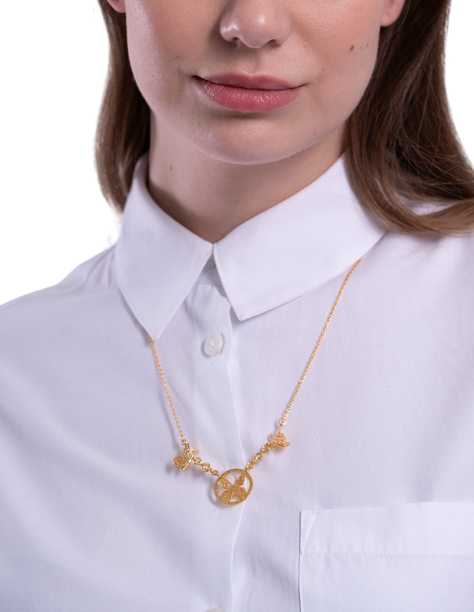 Collar de mariposa con acabado chapa de oro 18 K 4
