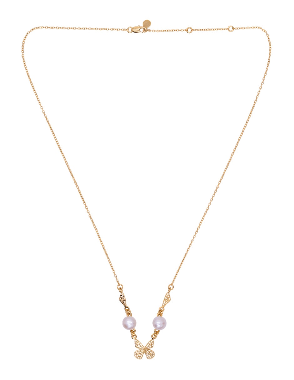 Collar de mariposa con acabado chapa de oro 18 K