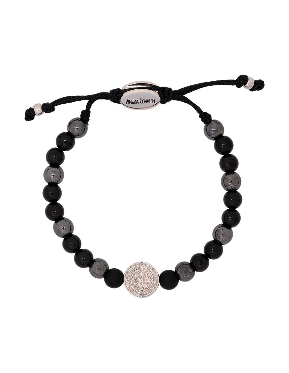 Pulsera con ónix San Benito acabado baño rodio