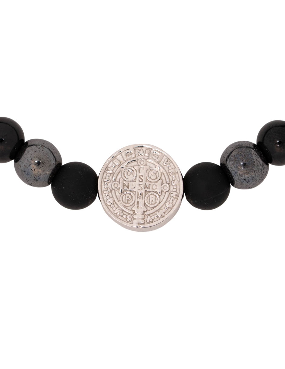 Pulsera con ónix San Benito acabado baño rodio 2