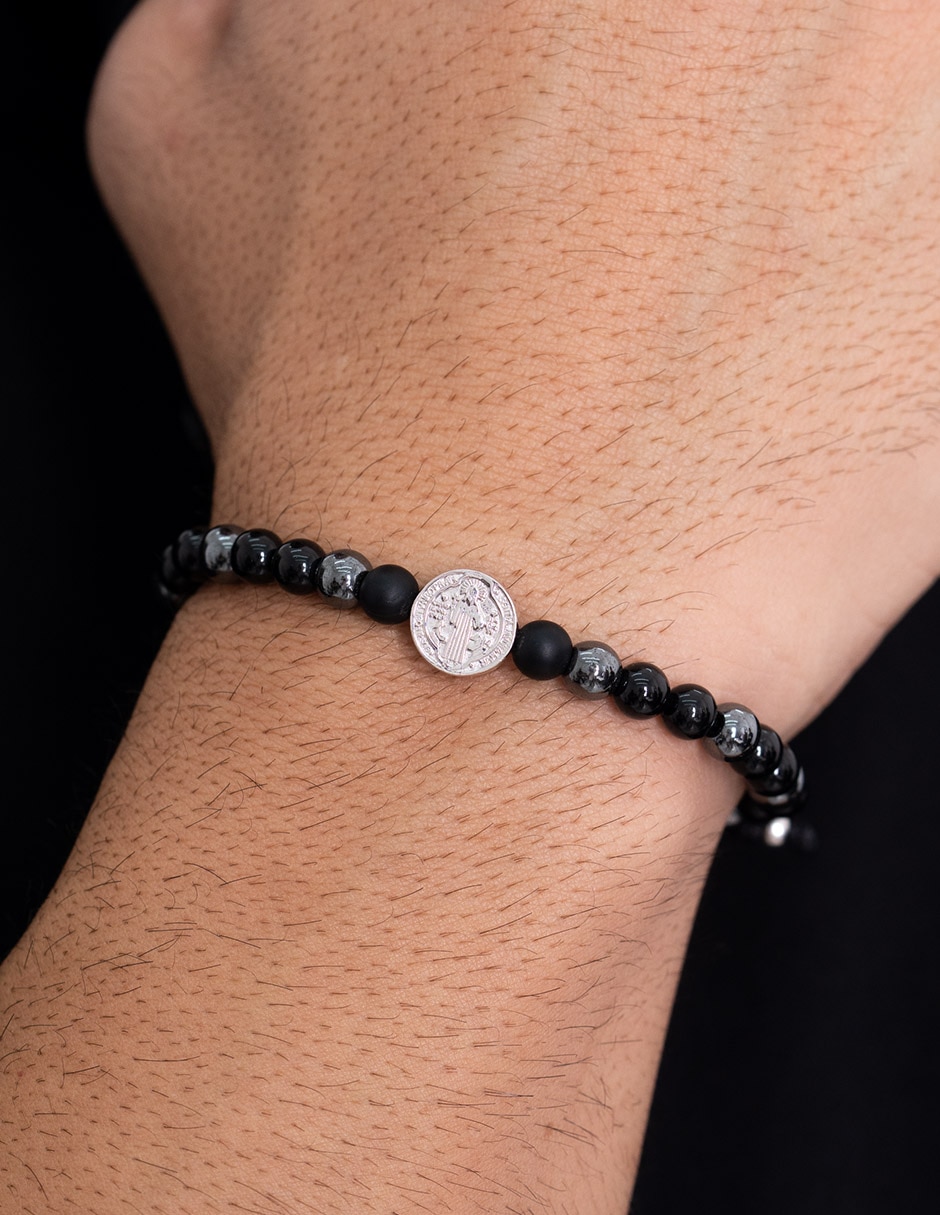 Pulsera con ónix San Benito acabado baño rodio 3