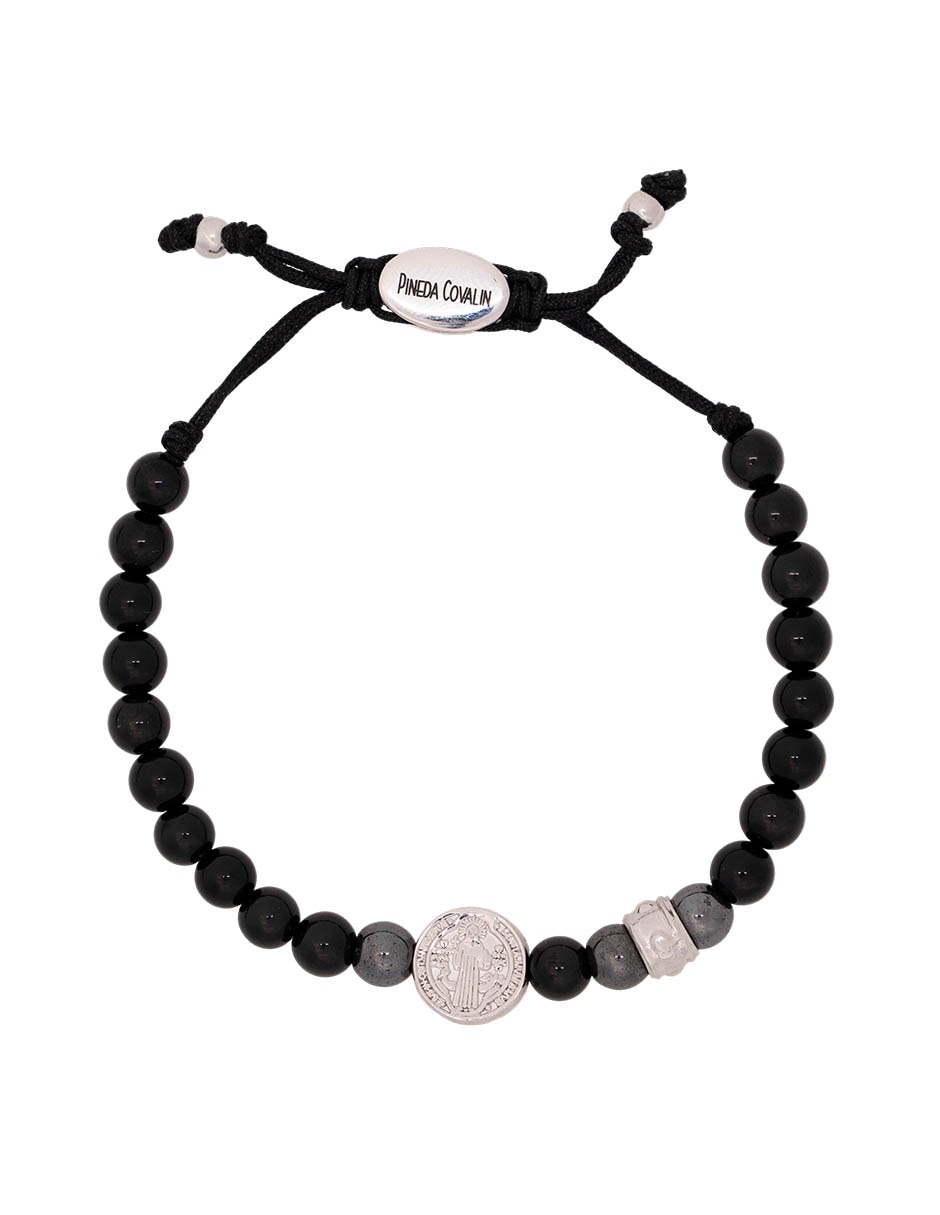 Pulsera con ónix San Benito acabado baño de rodio