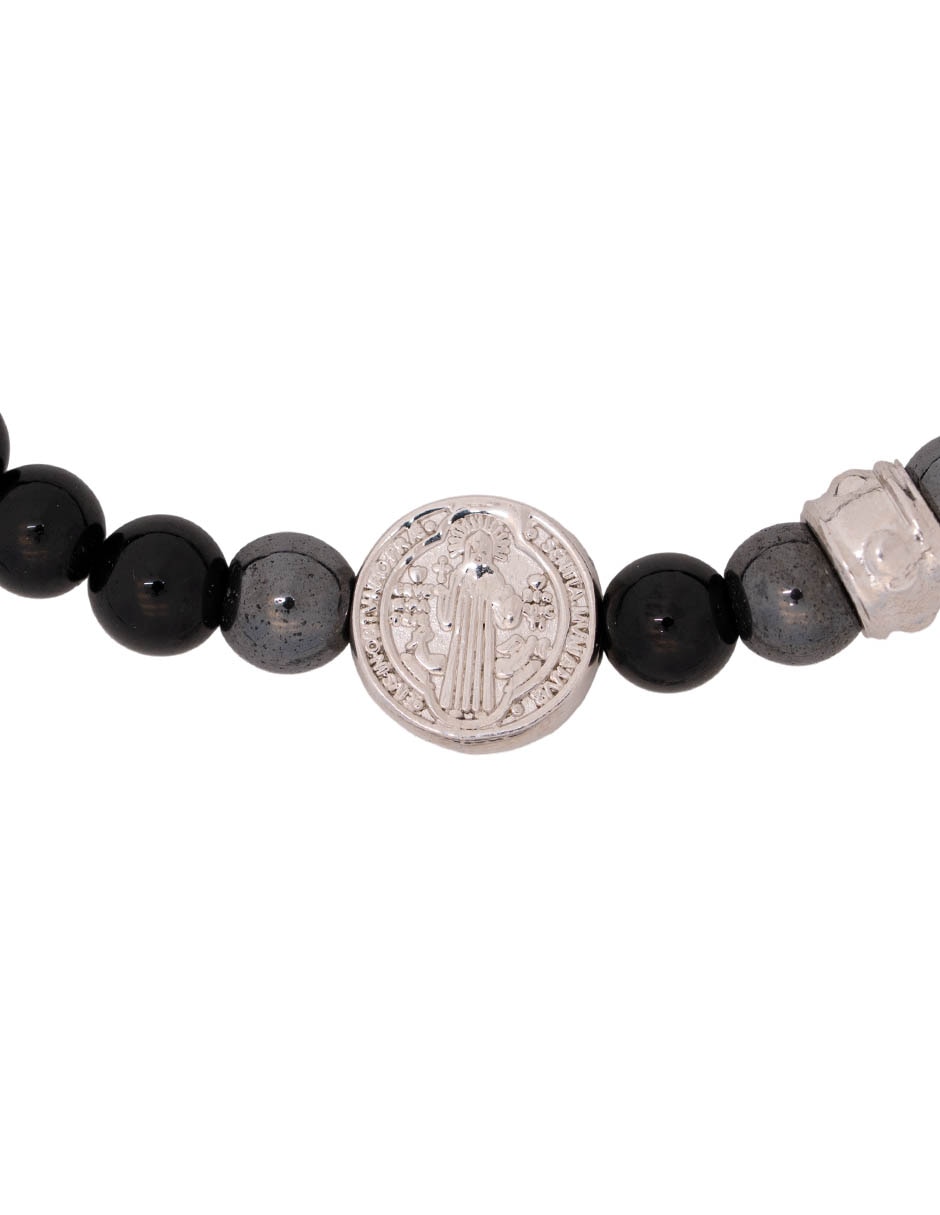 Pulsera con ónix San Benito acabado baño de rodio 2