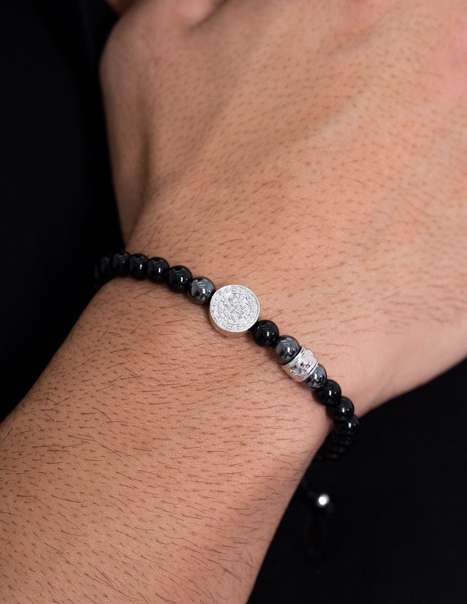 Pulsera con ónix San Benito acabado baño de rodio 3