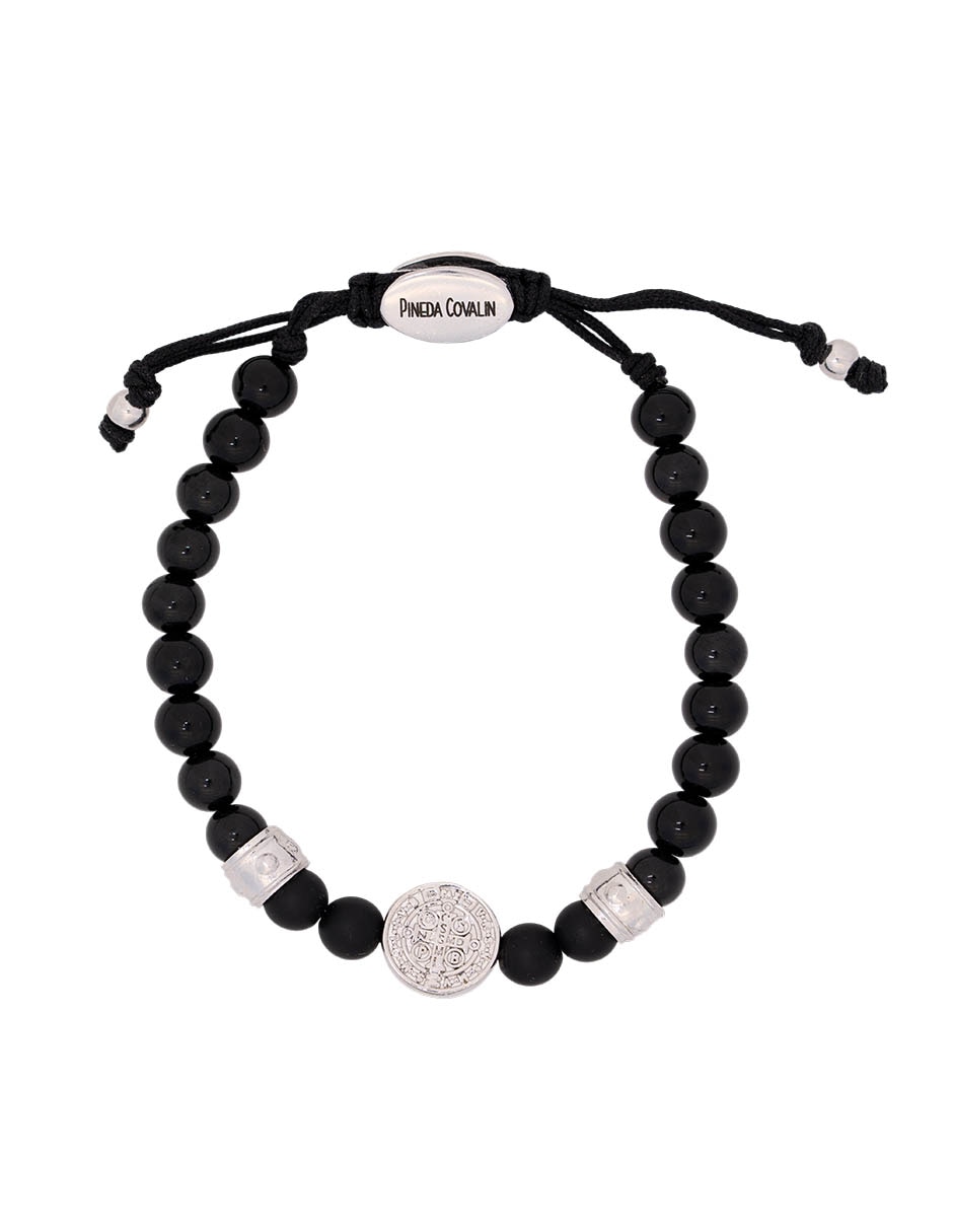 Pulsera con ónix San Benito acabado baño de rodio