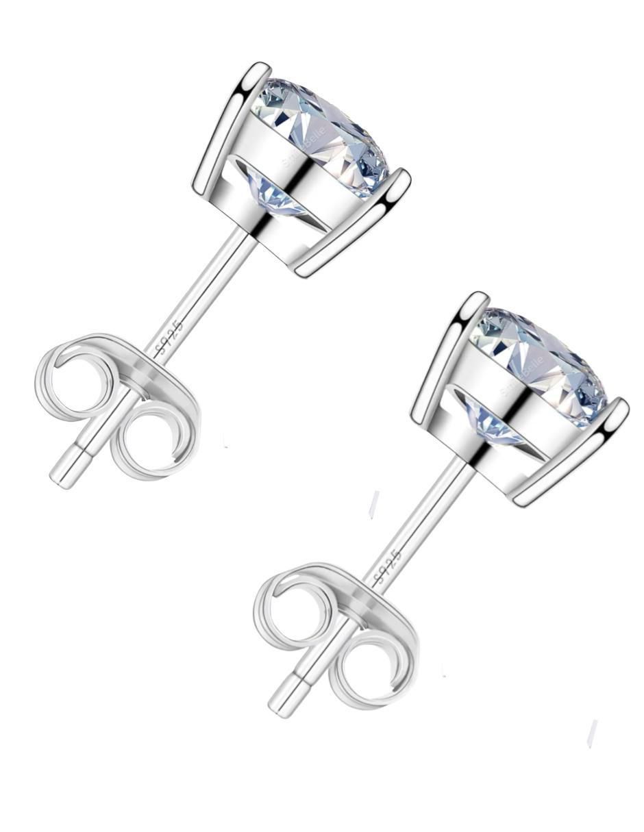 Aretes cortos de plata P 925 con acabado brillante diamante 3