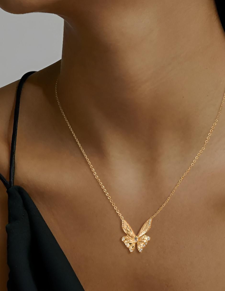 Collar de mariposa de oro 18 K 4