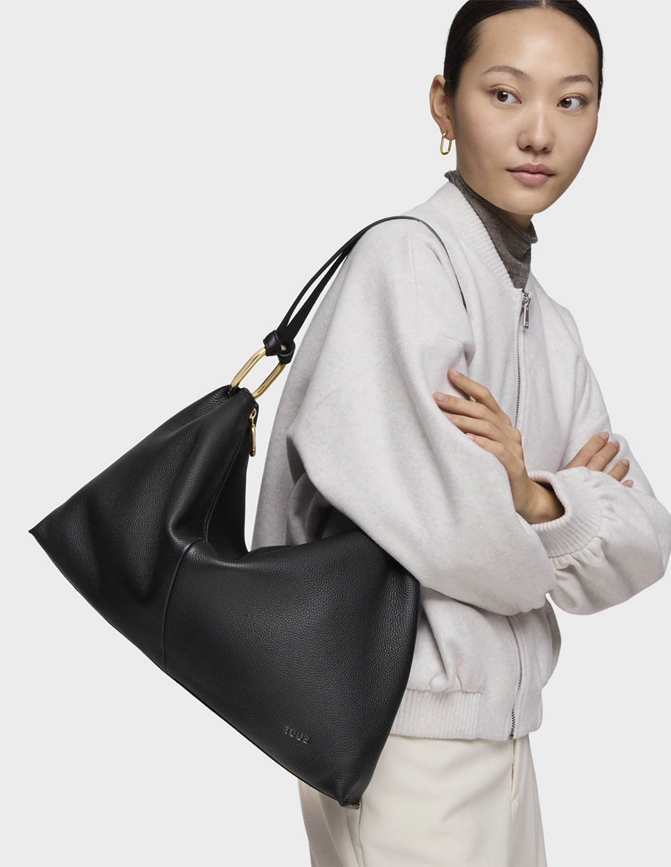 BOLSA SACA TOUS HOLD PIEL CIERR, NEGRO