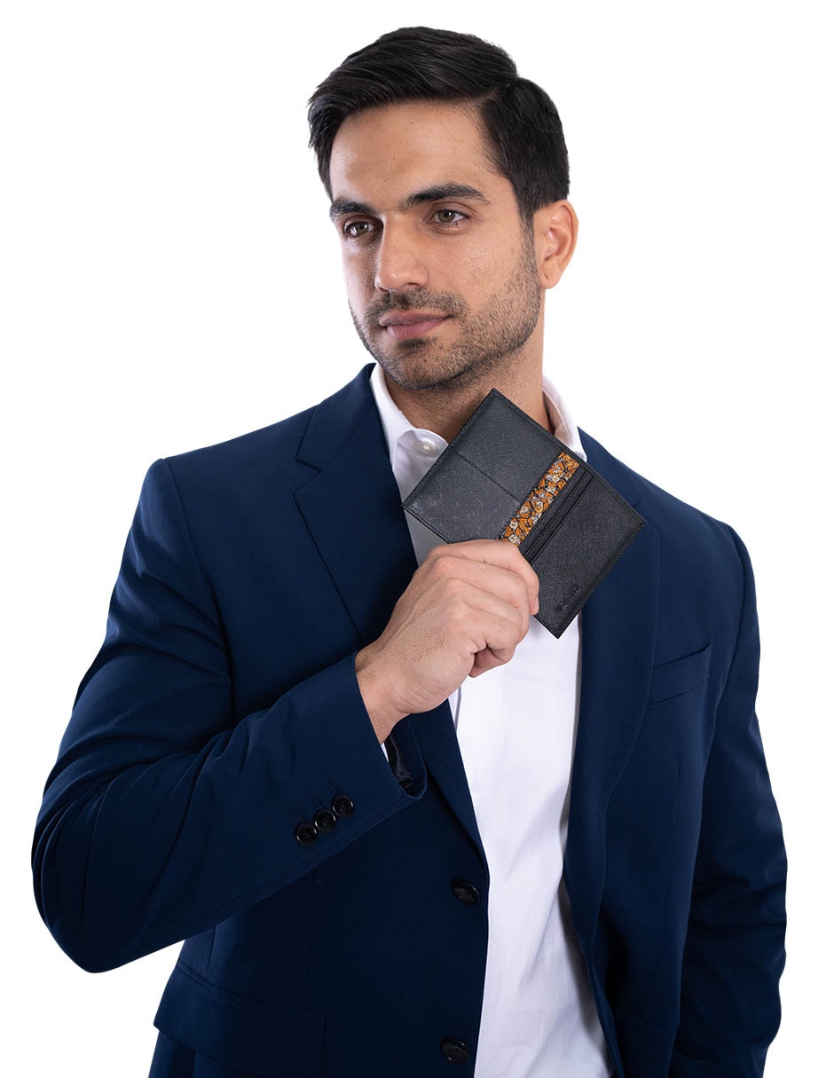 Tarjetero de piel Mariposa Monarca para hombre 5