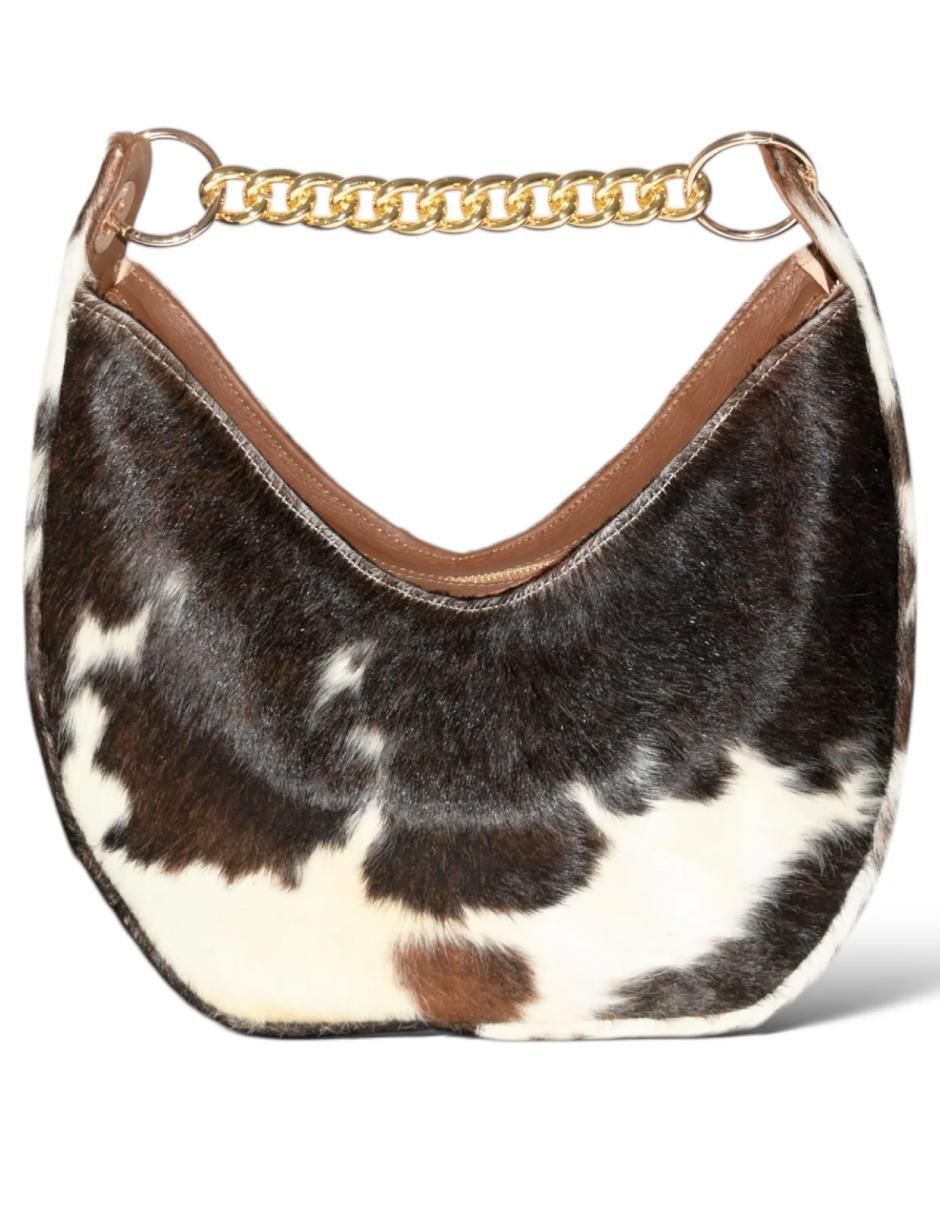 Bolsa hobo Fortune Cow Black de piel para mujer 3